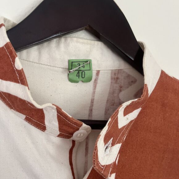 Handmade Vintage Pure Cotton Canvas Single Stitch African Tribal Button Up- XL - Picture 5 of 10